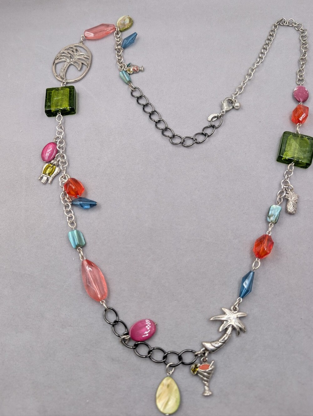 Chico’s Tropical Charm Necklace Palm Tree Pineapple Cocktail | 0250
